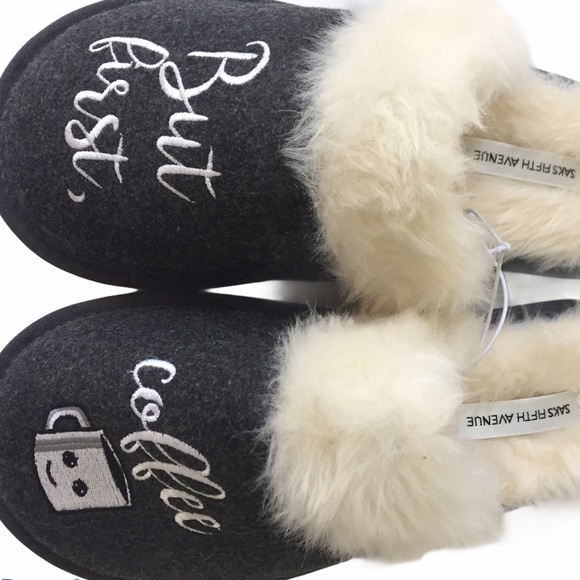 Saks Fifth Avenue Faux Fur Slippers - Picture 7 of 10